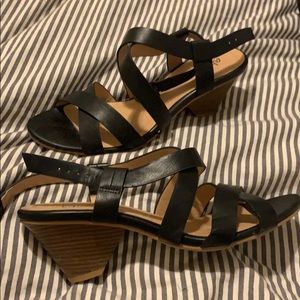 Leather Strap Sandal With Heel